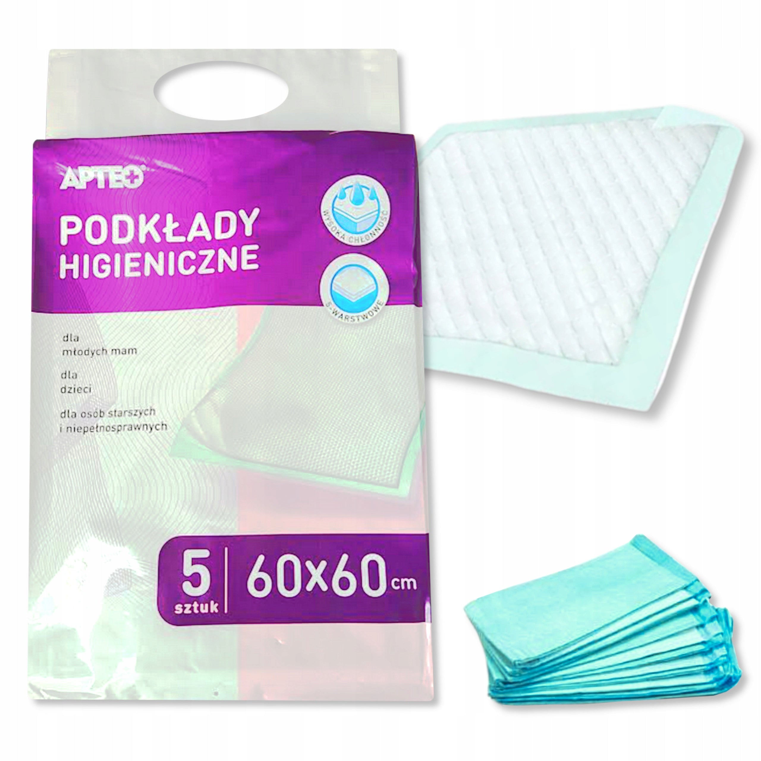 Hygiene foundations 60 cm x 60 cm 5 pcs.