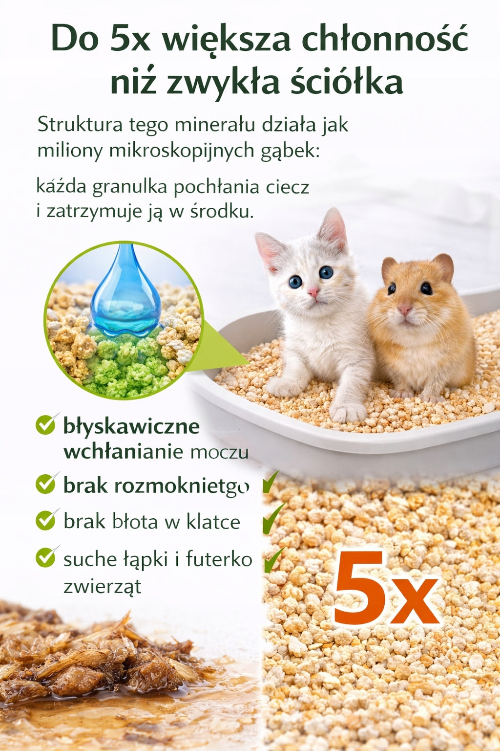 Hygienic Litter Substrate 20l for Cats Dog Pig Rabbit Rodent PREMIUM Brand Skamvit