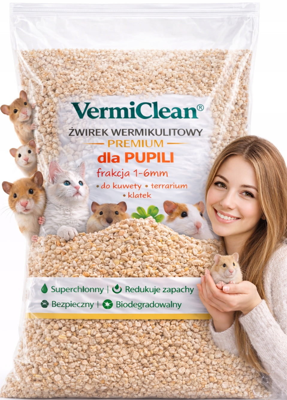 Hygienic Litter Substrate 20l for Cats Dog Pig Rabbit Rodent PREMIUM