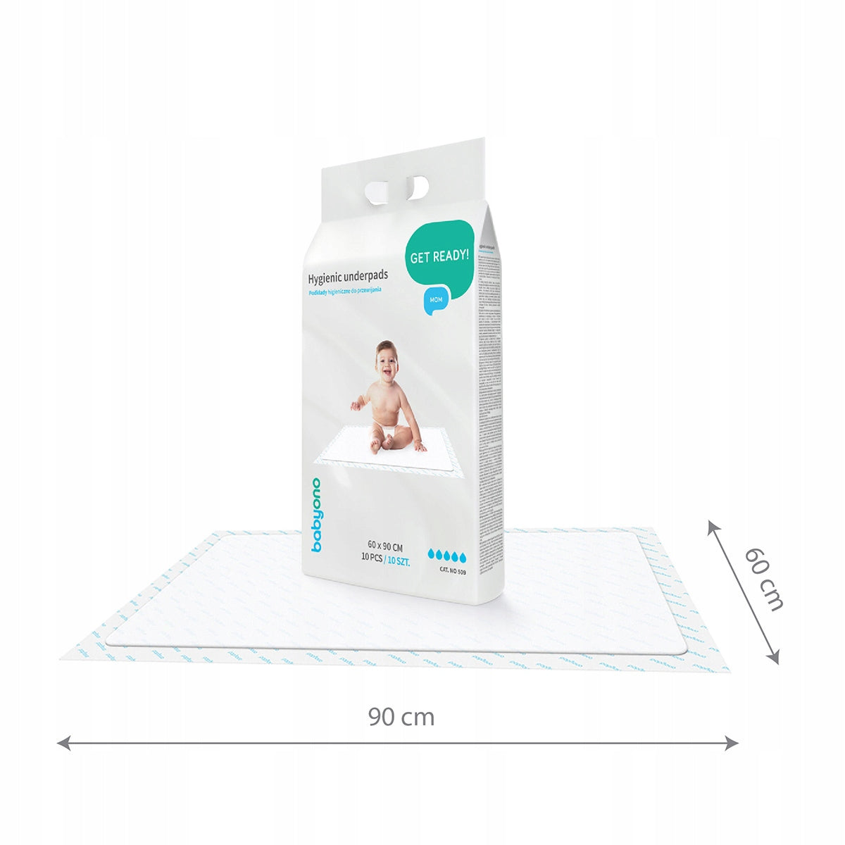 Hygienic changing pad - 90 cm x 60 cm - 10 pcs. - Babyono EAN (GTIN) 5901435403464
