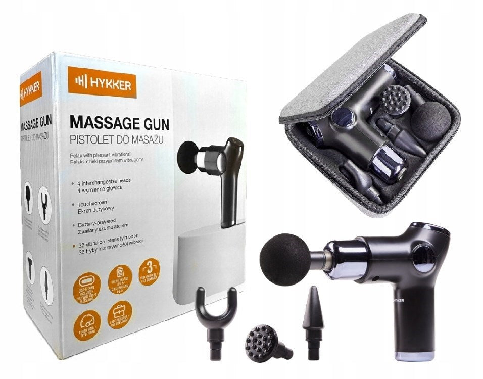 Hykker Massage Gun 30W Massager 4 Tips 6 Intensity Modes