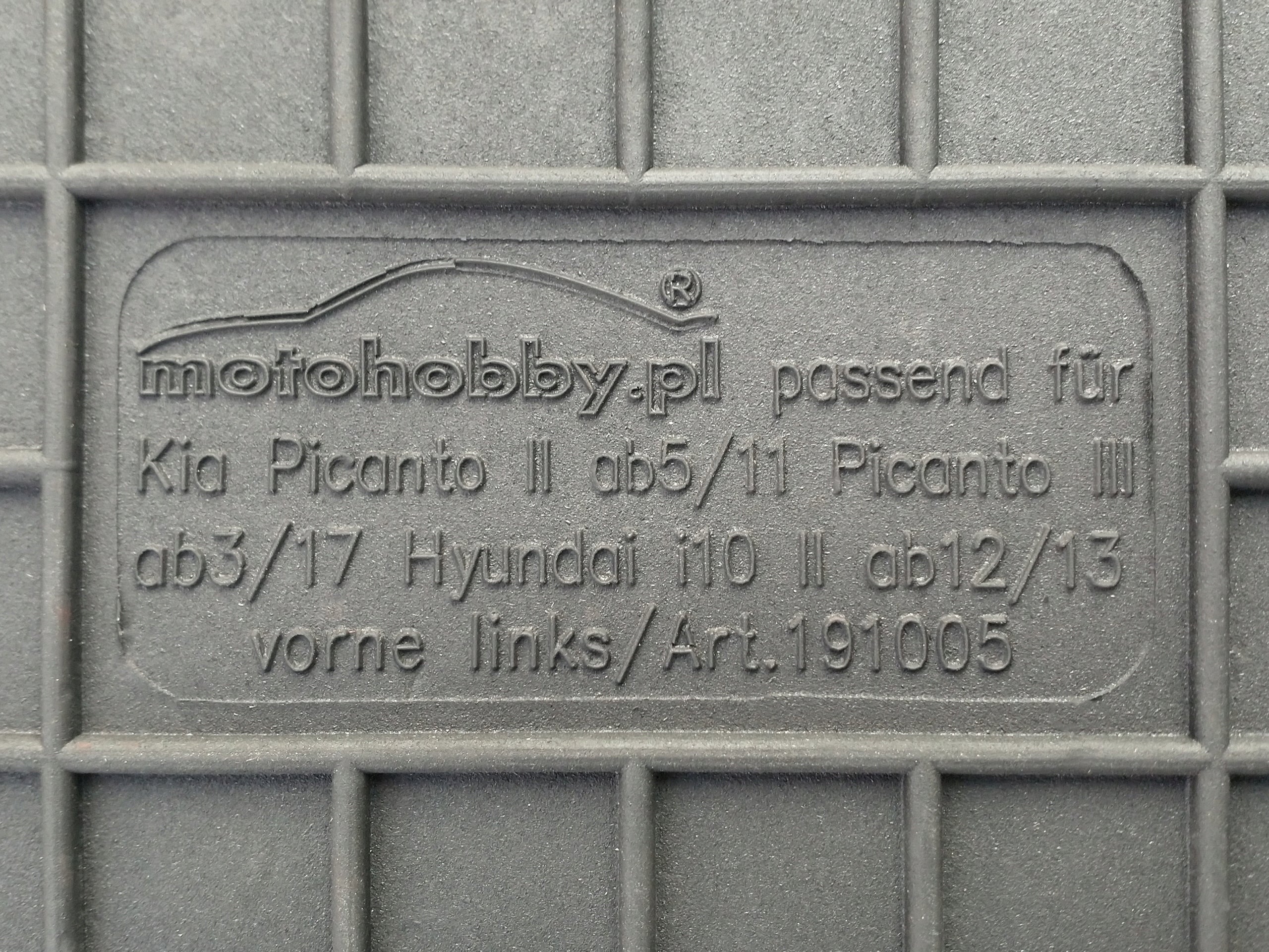 Hyundai i10 II (13-19) RUBBER MATS Manufacturer Motohobby