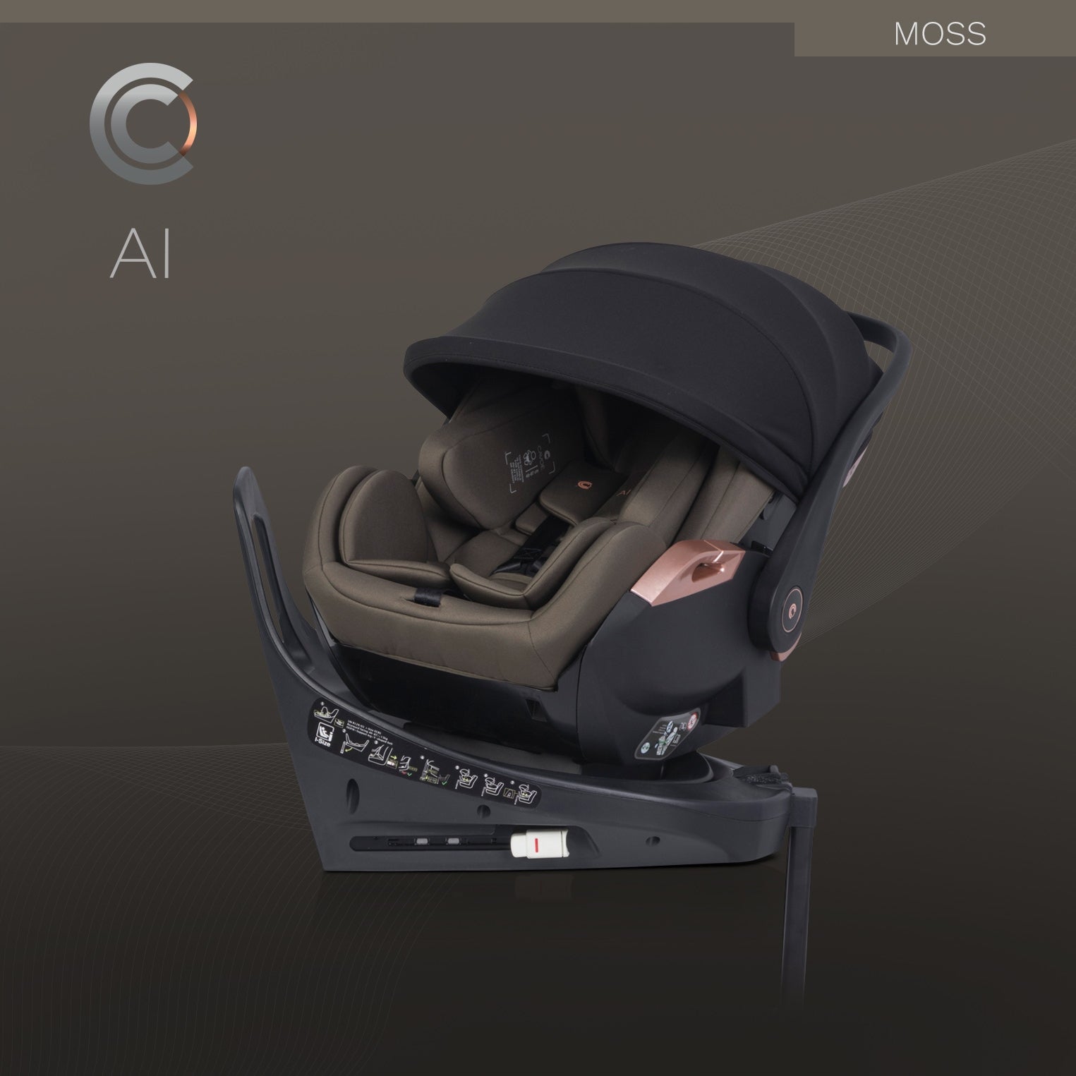 I-SIZE ISOFIX SWIVEL CAR SEAT PLATFORM 360° RWF CAVOE AI 0-13 Color green