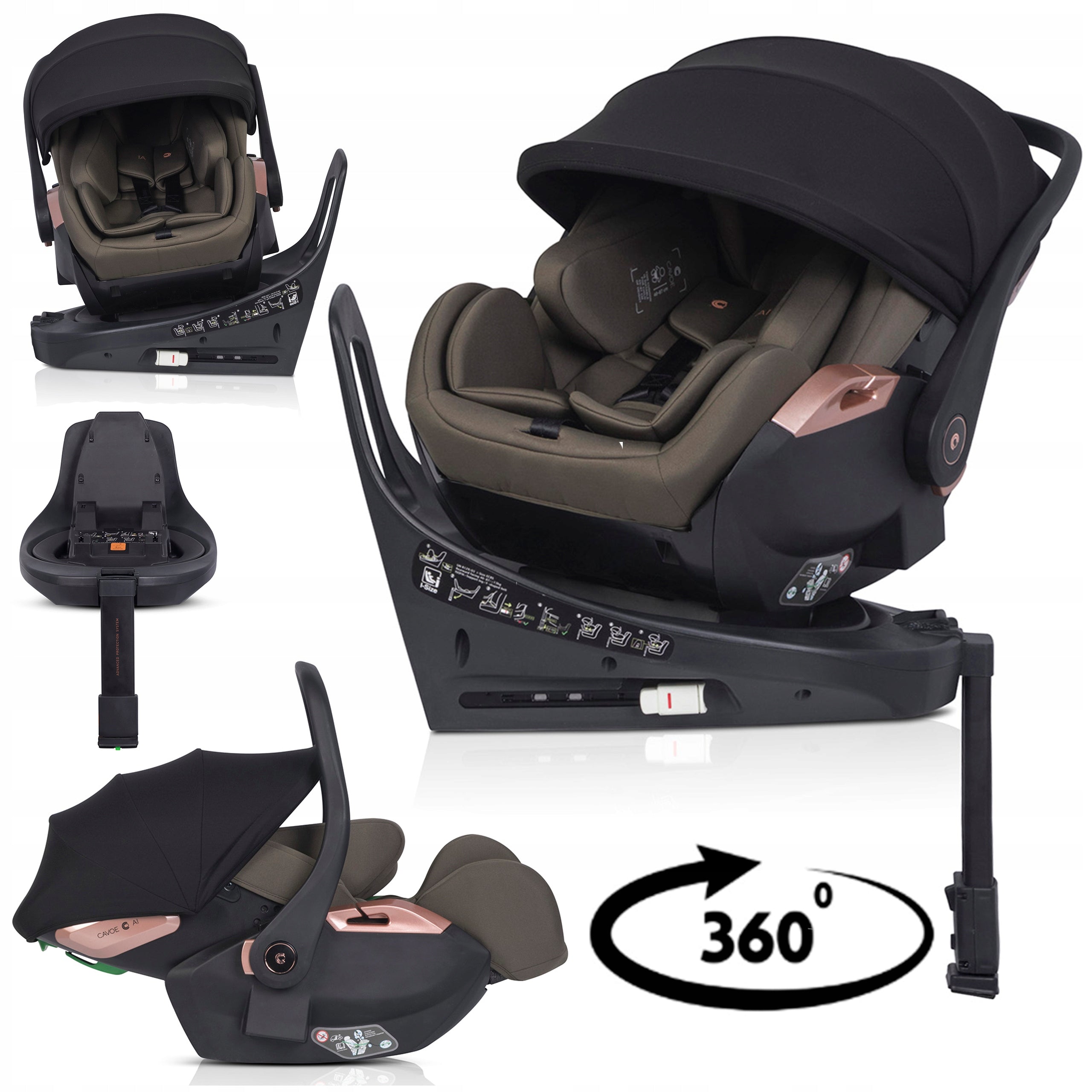 I-SIZE ISOFIX SWIVEL CAR SEAT PLATFORM 360° RWF CAVOE AI 0-13