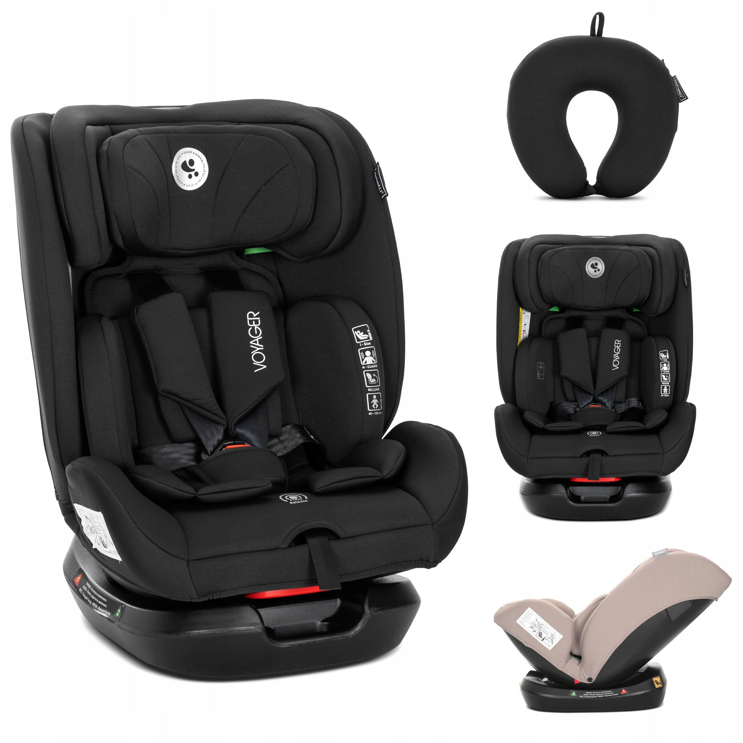 I-SIZE car seat for belt 40-150cm 36kg front rear travel cushion