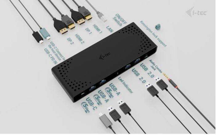I-TEC Universal Dual 4K Display Power Delivery 85W Docking Station Manufacturer code CADUA4KDOCKPDB