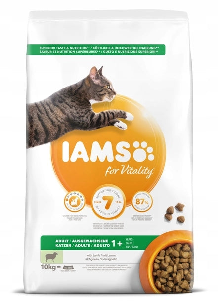 IAMS for Vitality adult cat food with lamb 10 kg