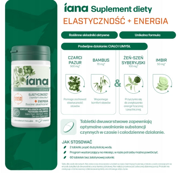 IANA Joints Flexibility + Energy 60 tablets Packaging status original
