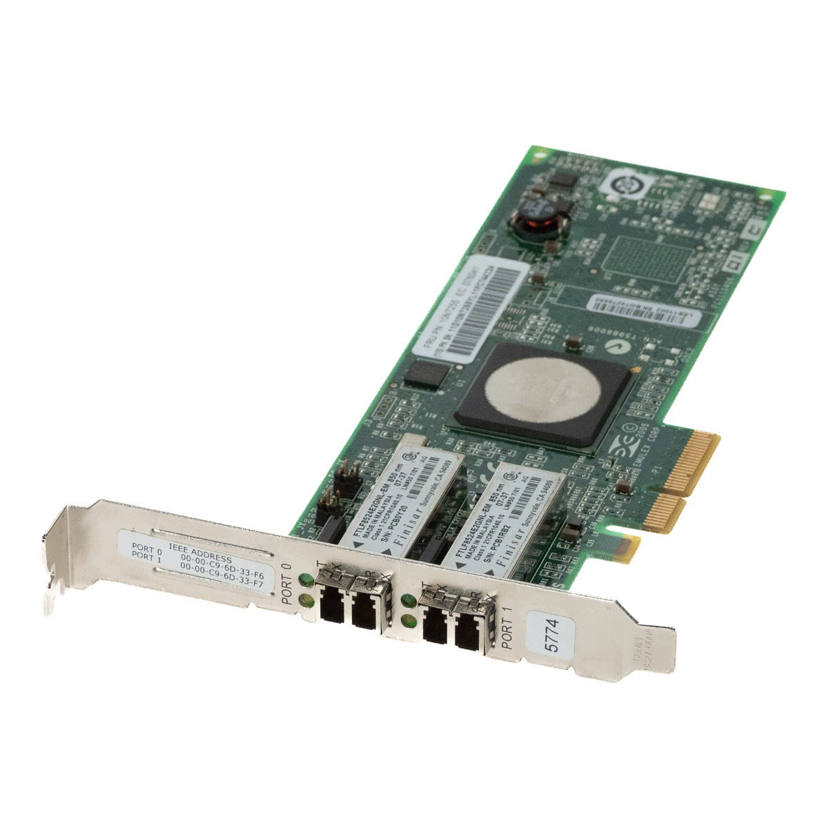 IBM 10N7255 LPe11002 FC5774 DUAL PORT FIBRE CHANNEL 4Gbps CARD PCIe x4 Manufacturer code 10N7255