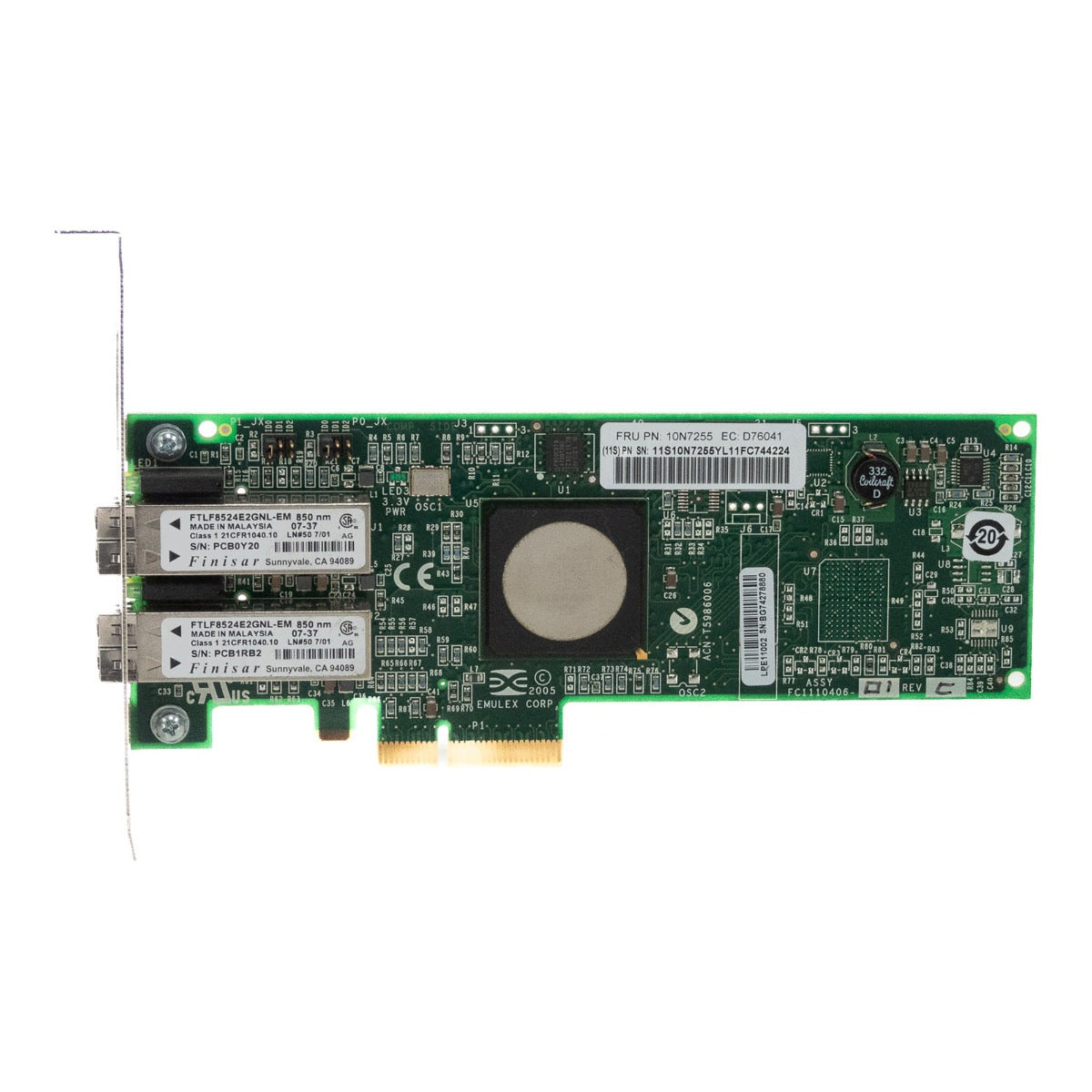 IBM 10N7255 LPe11002 FC5774 DUAL PORT FIBRE CHANNEL 4Gbps CARD PCIe x4