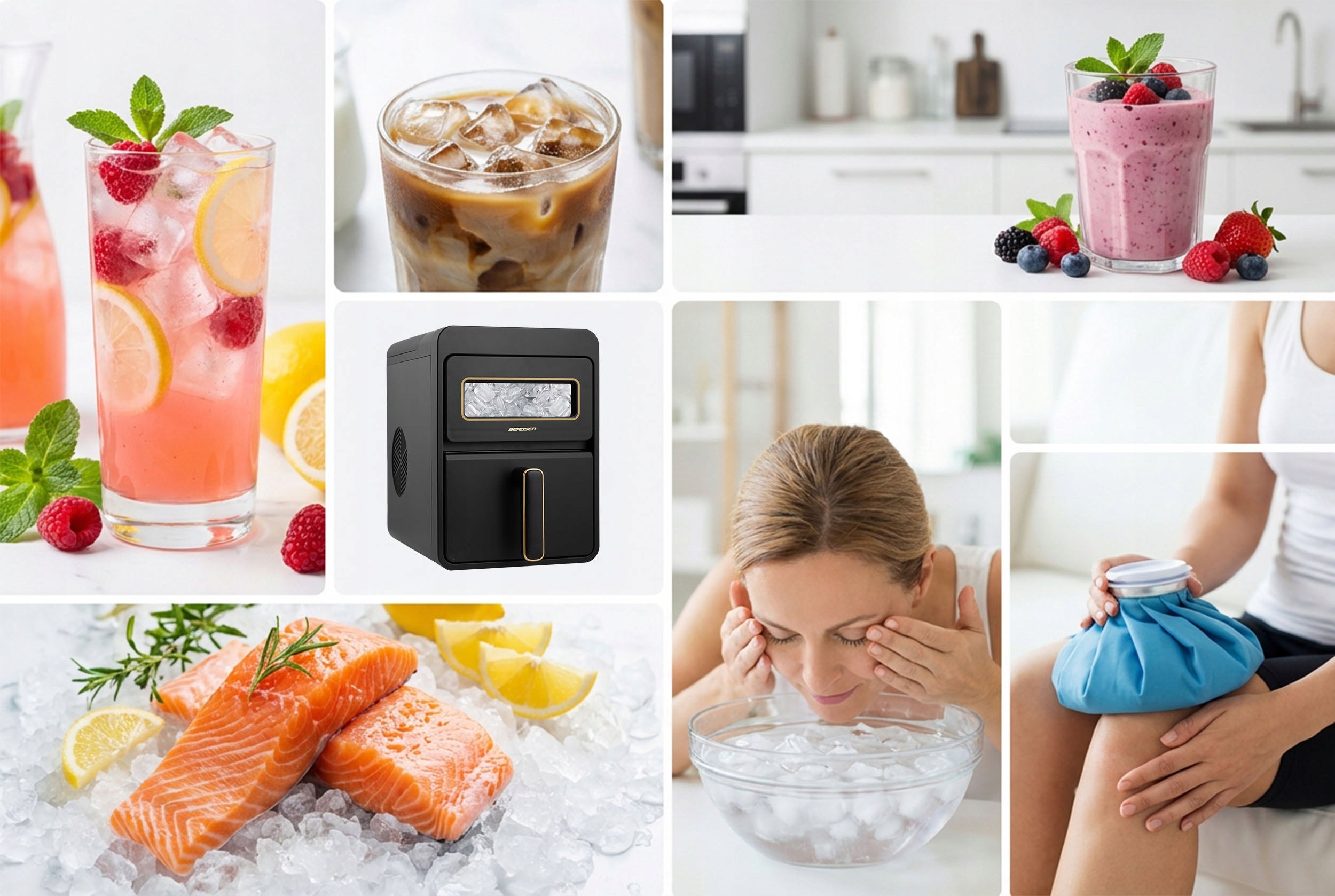 ICE MAKER BLACK 112W FAST EFFICIENT ANKLE MACHINE 12kg/24h Brand Berdsen