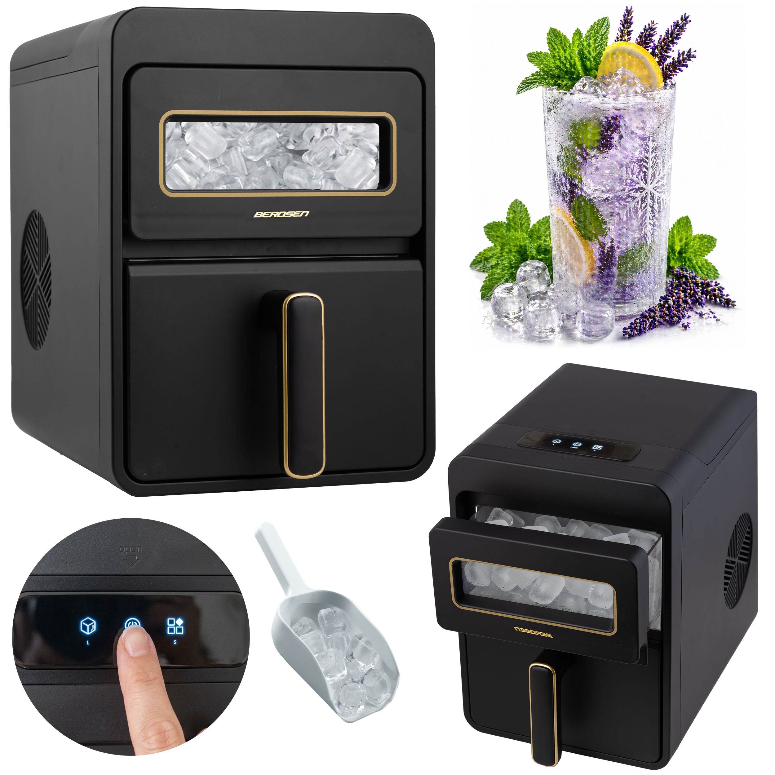 ICE MAKER BLACK 112W FAST EFFICIENT ANKLE MACHINE 12kg/24h