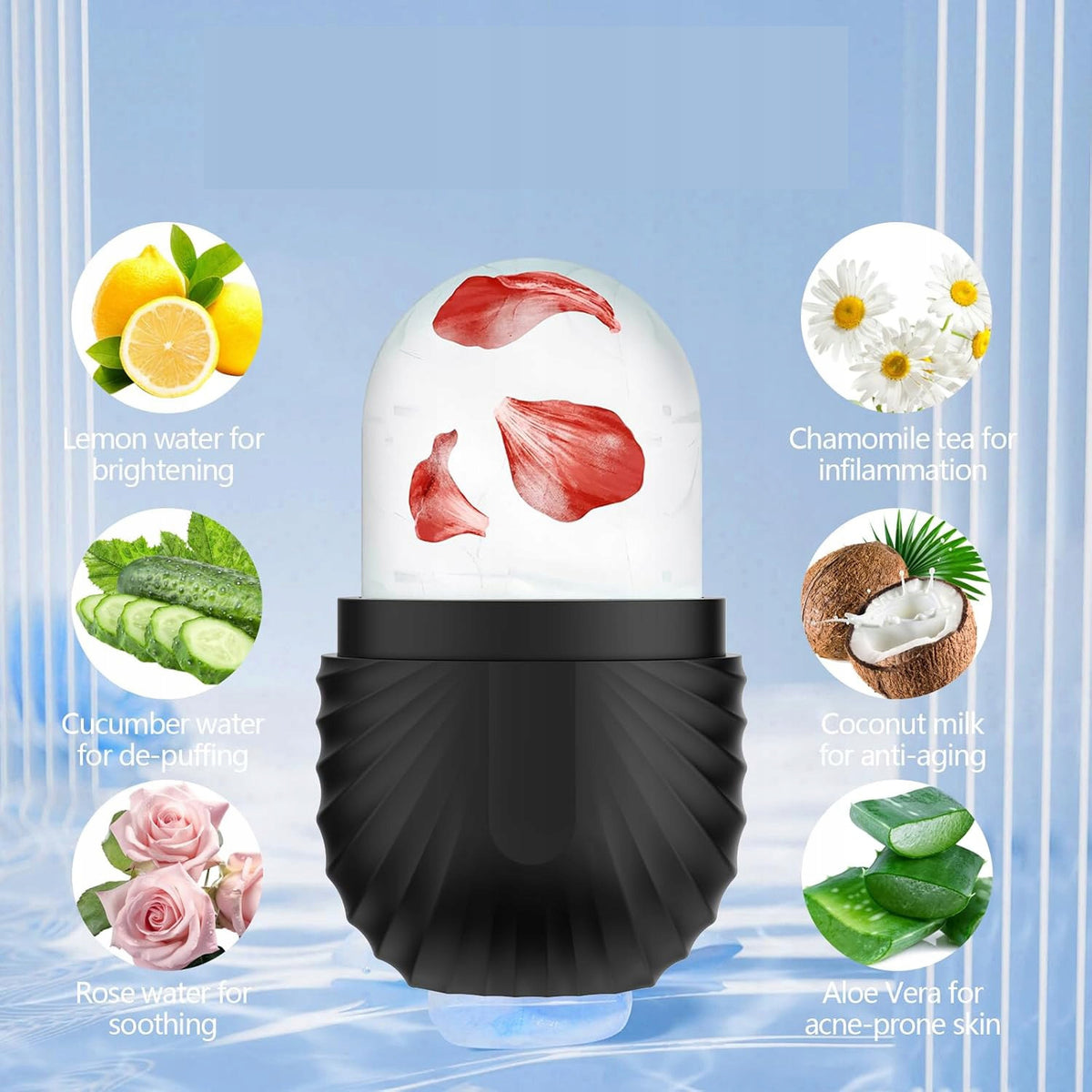 ICE ROLLER Ice Face Massager Cooling Smoothing Wrinkles Black Brand Zgeer