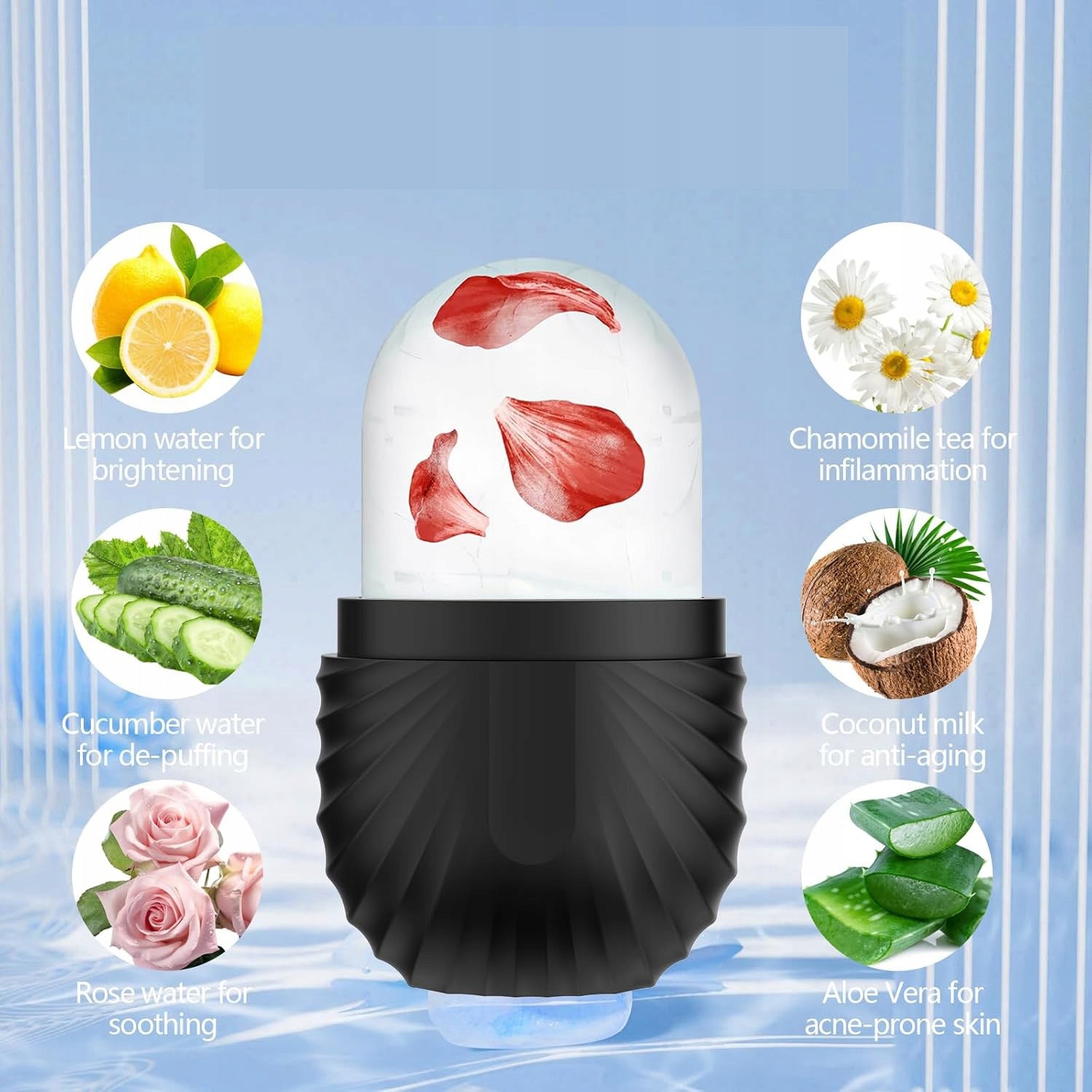ICE ROLLER Ice Face Massager Cooling Smoothing Wrinkles Black Brand Zgeer