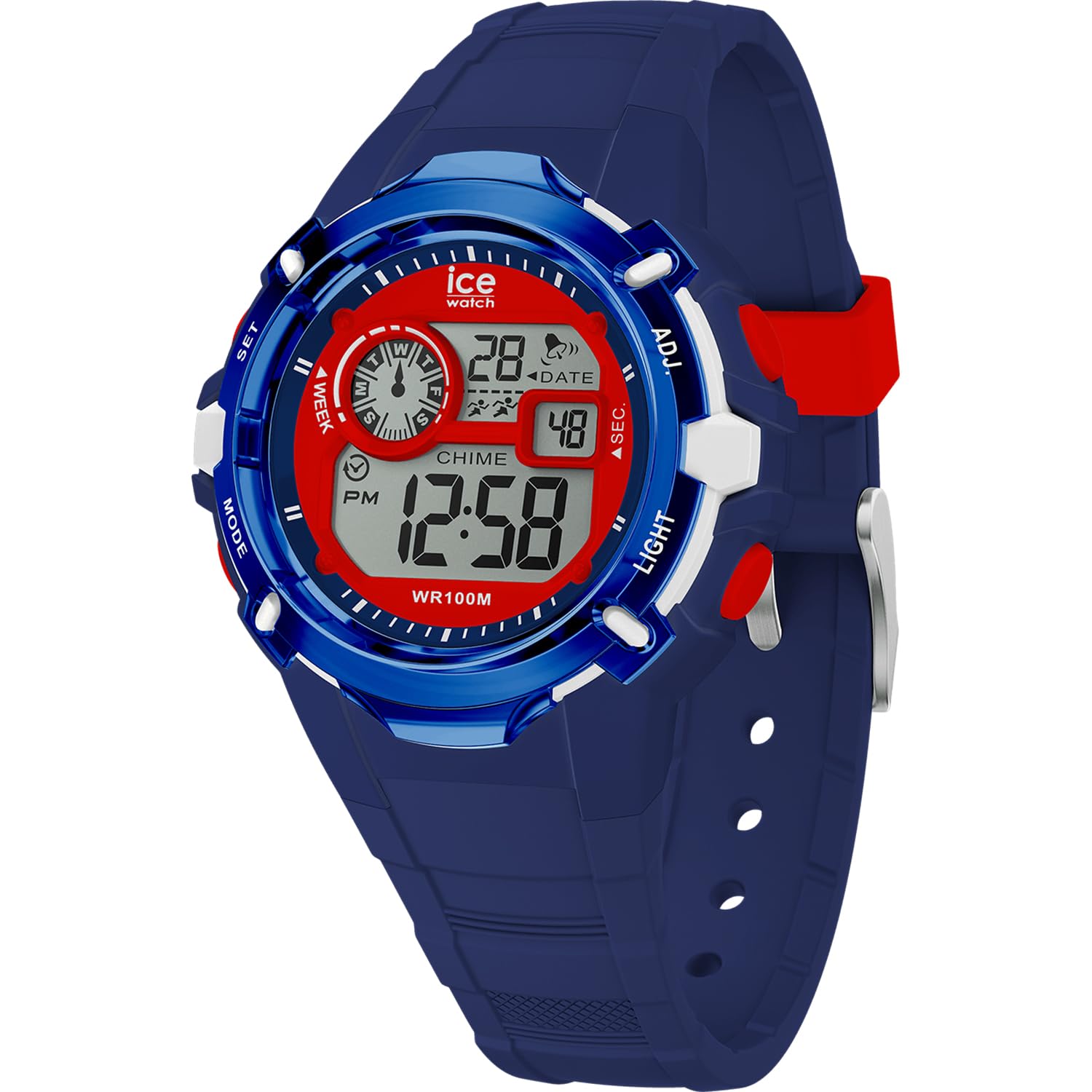 ICE-WATCH 023264 digital watch, silicone strap, blue-red