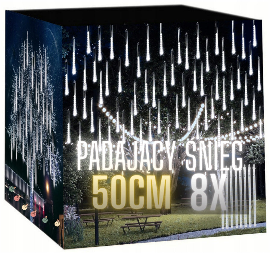 ICICLES FALLING SNOW 50CM LED METEORITE LAMPS WHITE COLD GARLAND FOR COURT