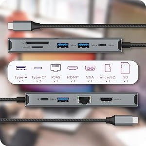 ICY BOX HUB USB-C 10in1 HDMI 4K VGA RJ45 SD Audio PD 100W Docking Station Packaging status original