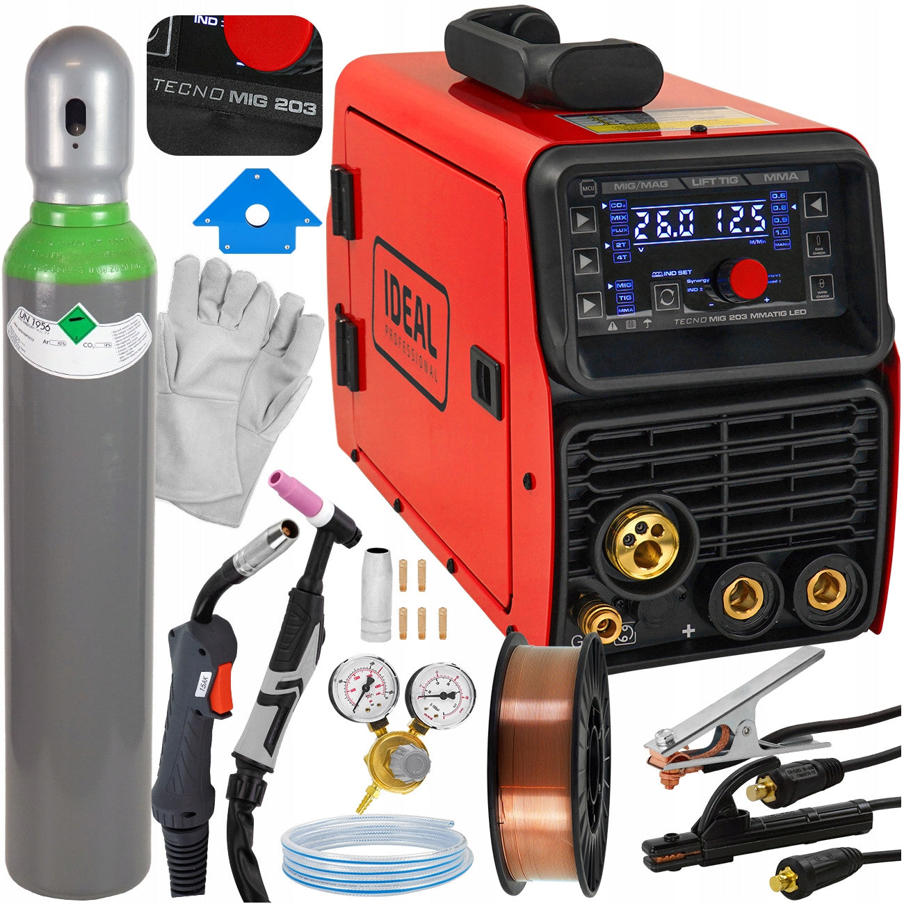 IDEAL TECNOMIG MIG 200A MAG MMA TIG 2T/4T Synergy set