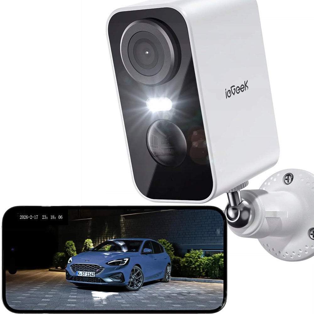IEGEEK 2K OUTDOOR CAMERA 5200MAH PIR WIFI WITH CHRISTMAS GIFTS, WHITE