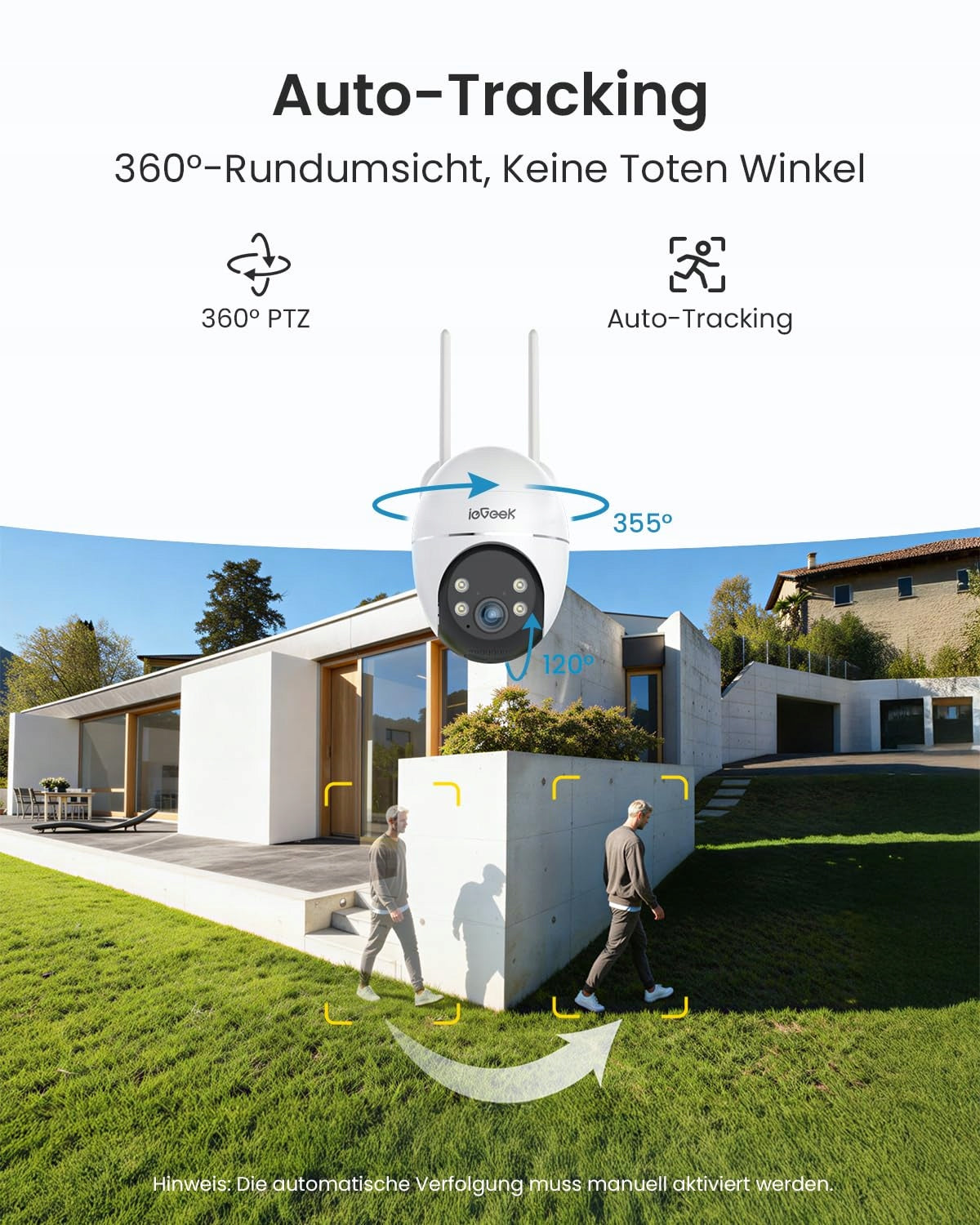 IEGEEK Outdoor Camera 2K 360° Solar 5W 9000mAh Night Vision WLAN Brand ieGeek