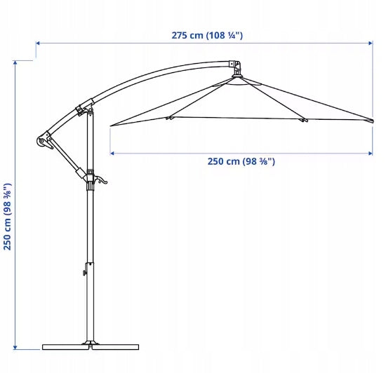 IKEA BAGGON Elegant Garden Umbrella Hanging, White, 250 cm Product height 250 cm