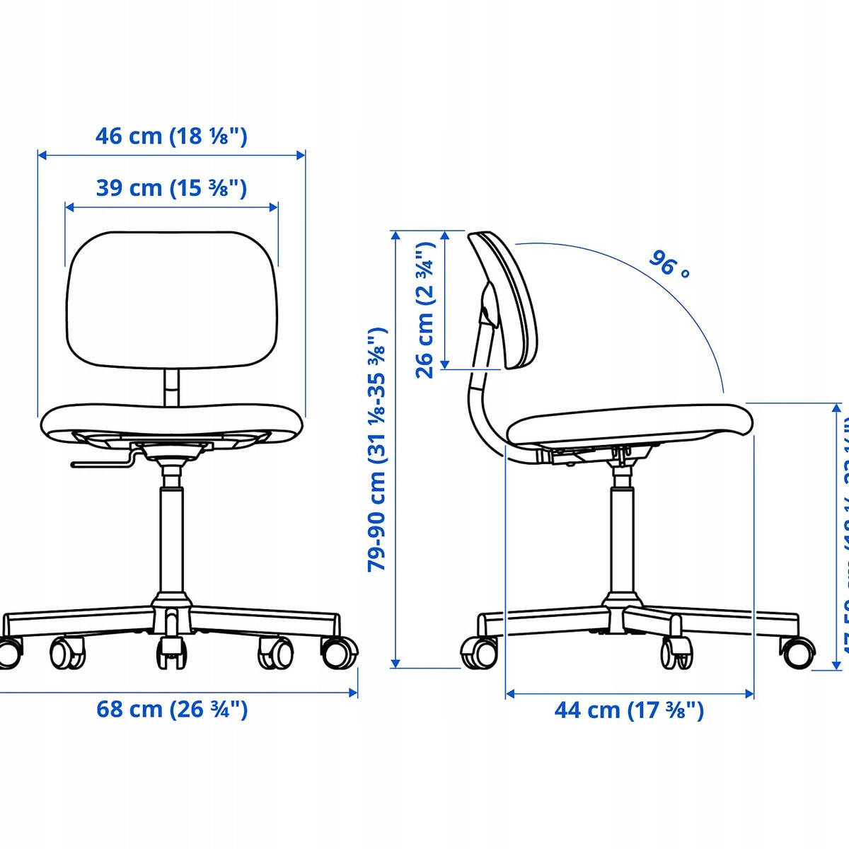 IKEA BLECKBERGET desk swivel chair Klovsta white/grey Brand IKEA