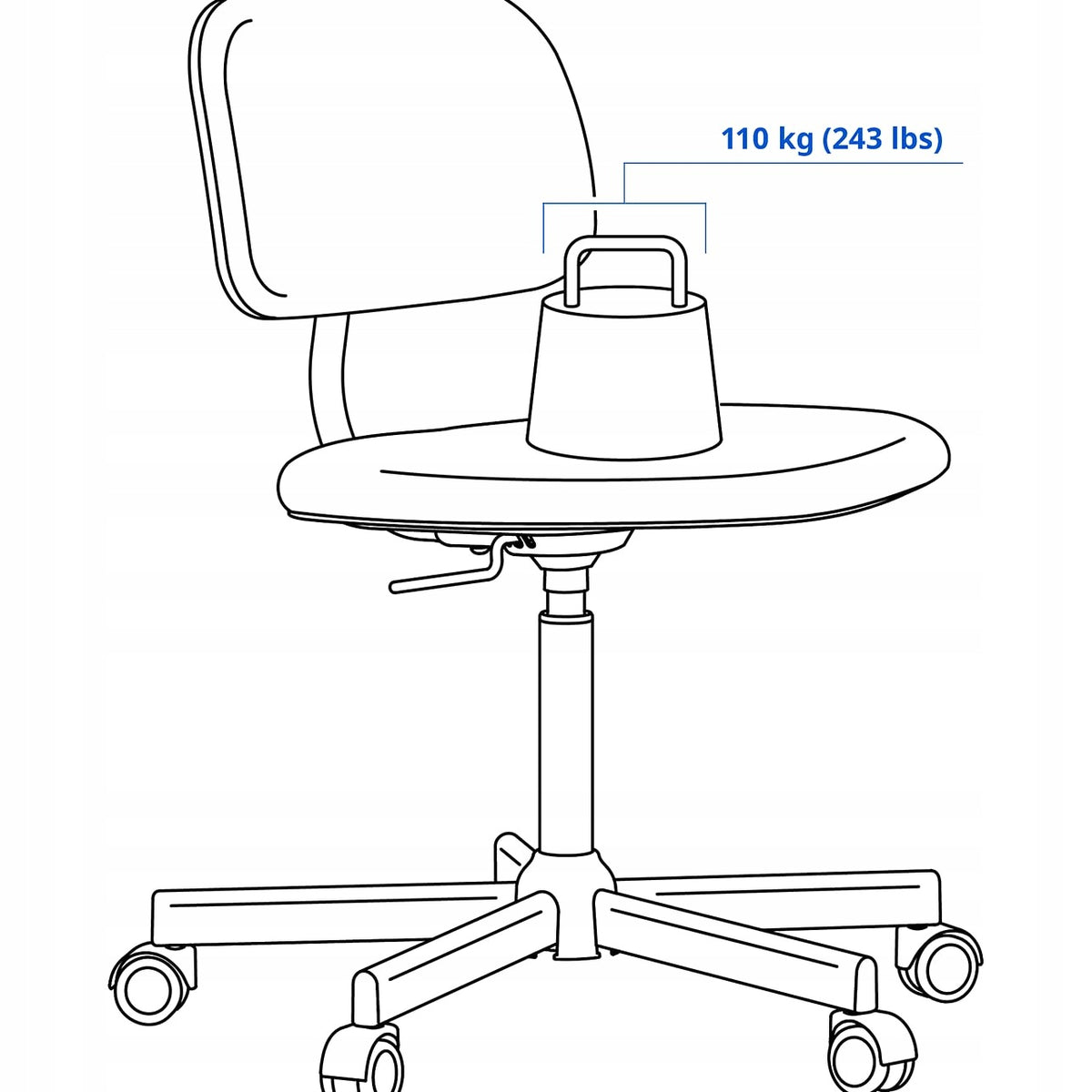 IKEA BLECKBERGET desk swivel chair Klovsta white/grey Furniture depth 68 cm