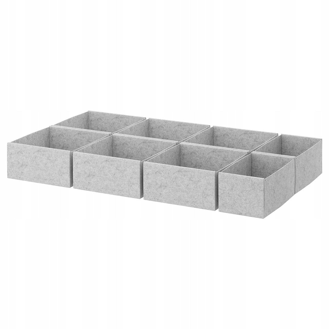 IKEA KOMPLEMENT grey felt boxes set 90x54cm 8pcs included