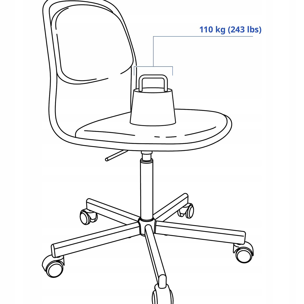 IKEA ÖRFJÄLL Desk swivel chair white light grey Vissle Furniture depth 68 cm