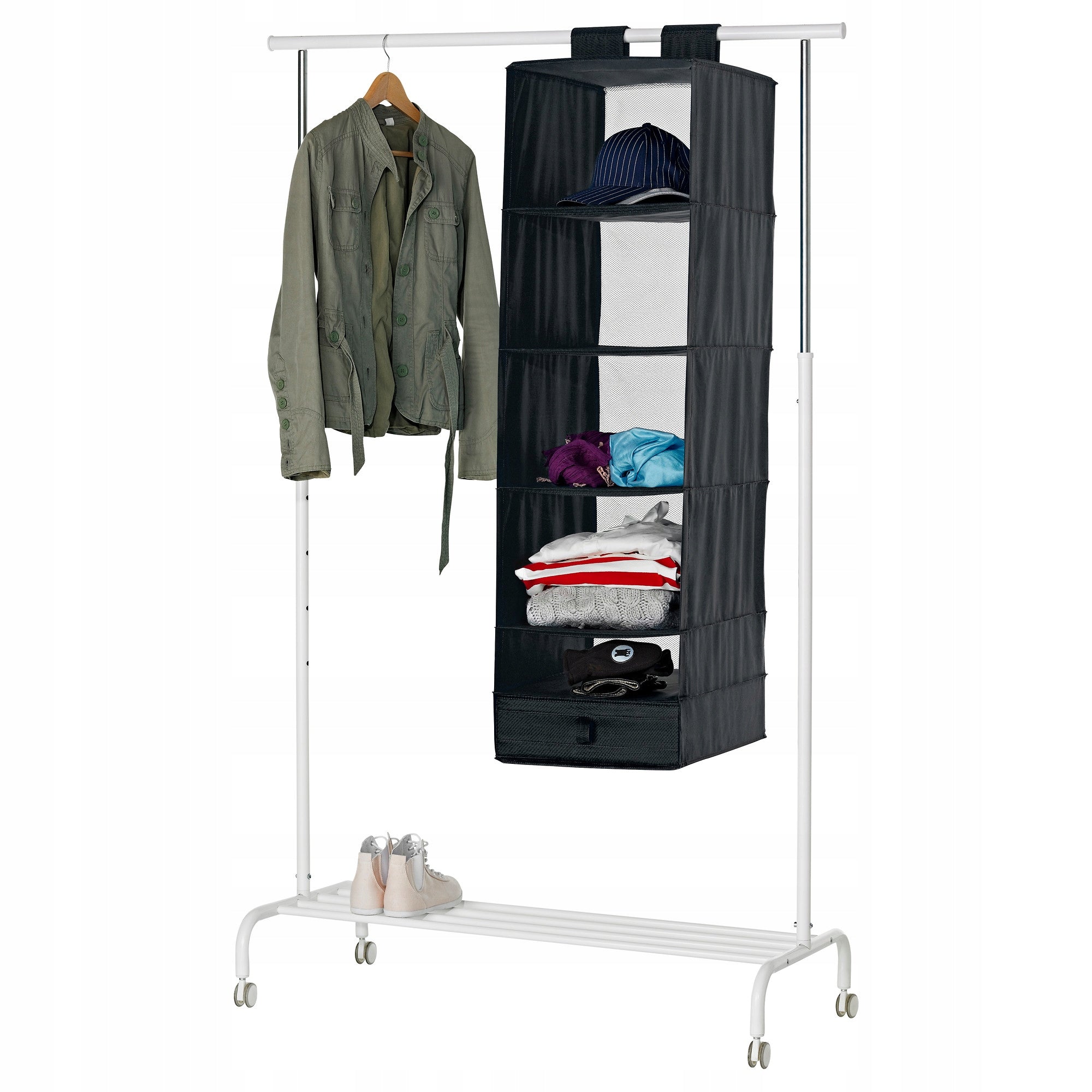 IKEA SKUBB Hanging shelf, 6 compartments, black, 35x45x125 cm Manufacturer code 80245876