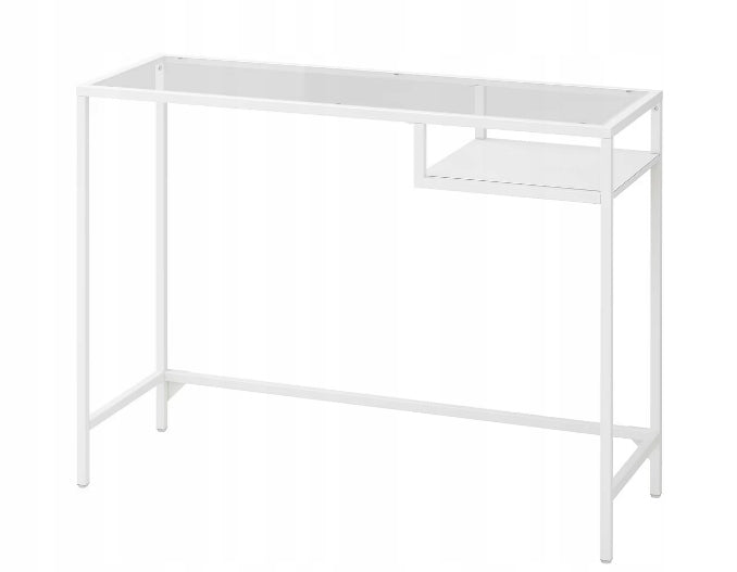 IKEA VITTSJO Laptop Table, White/Glass,100x36cm