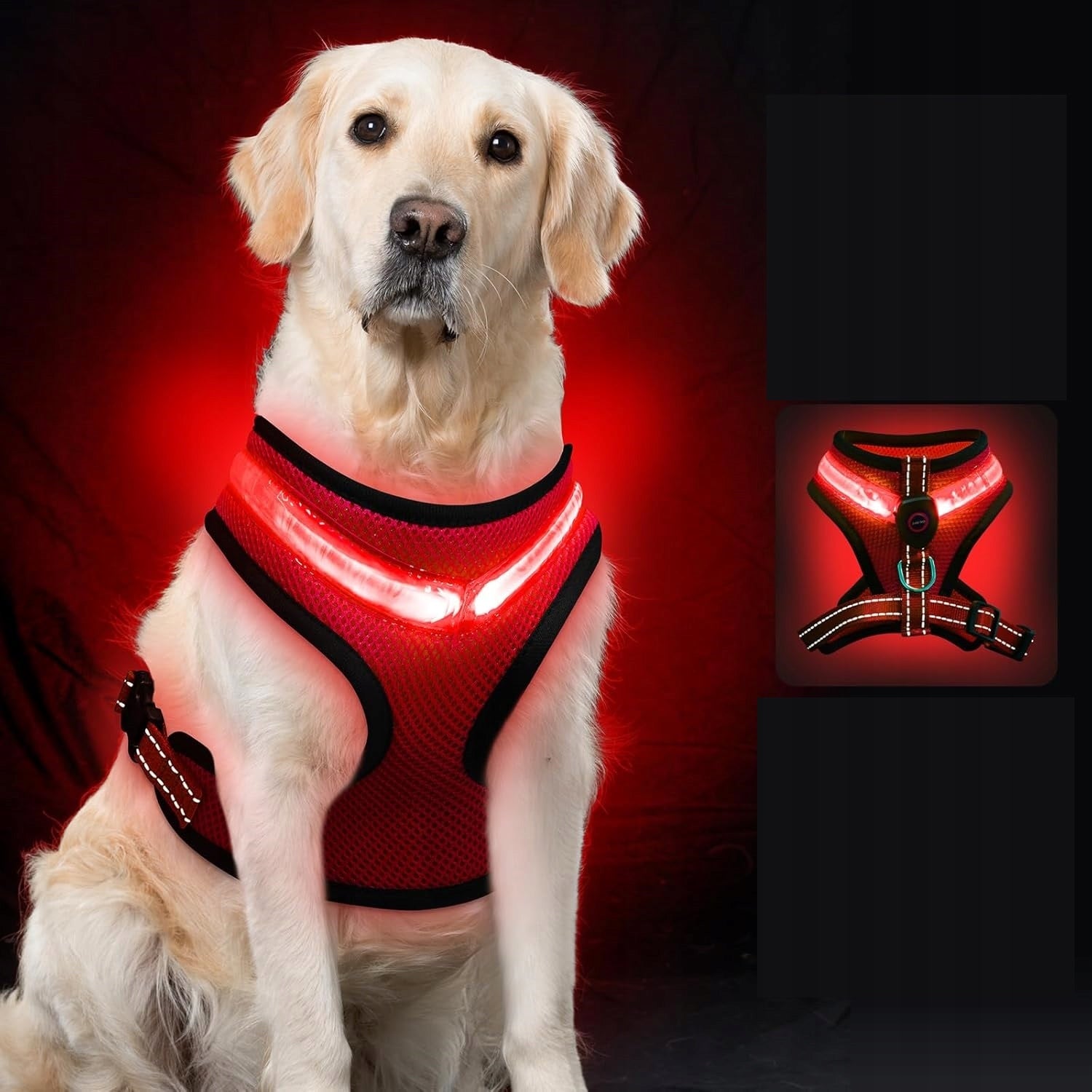 ILLUMINATED ADJUSTABLE HARNESS WITH LEASH 150CM FOR DOG RED SIZE XL EAN (GTIN) 5057780000091