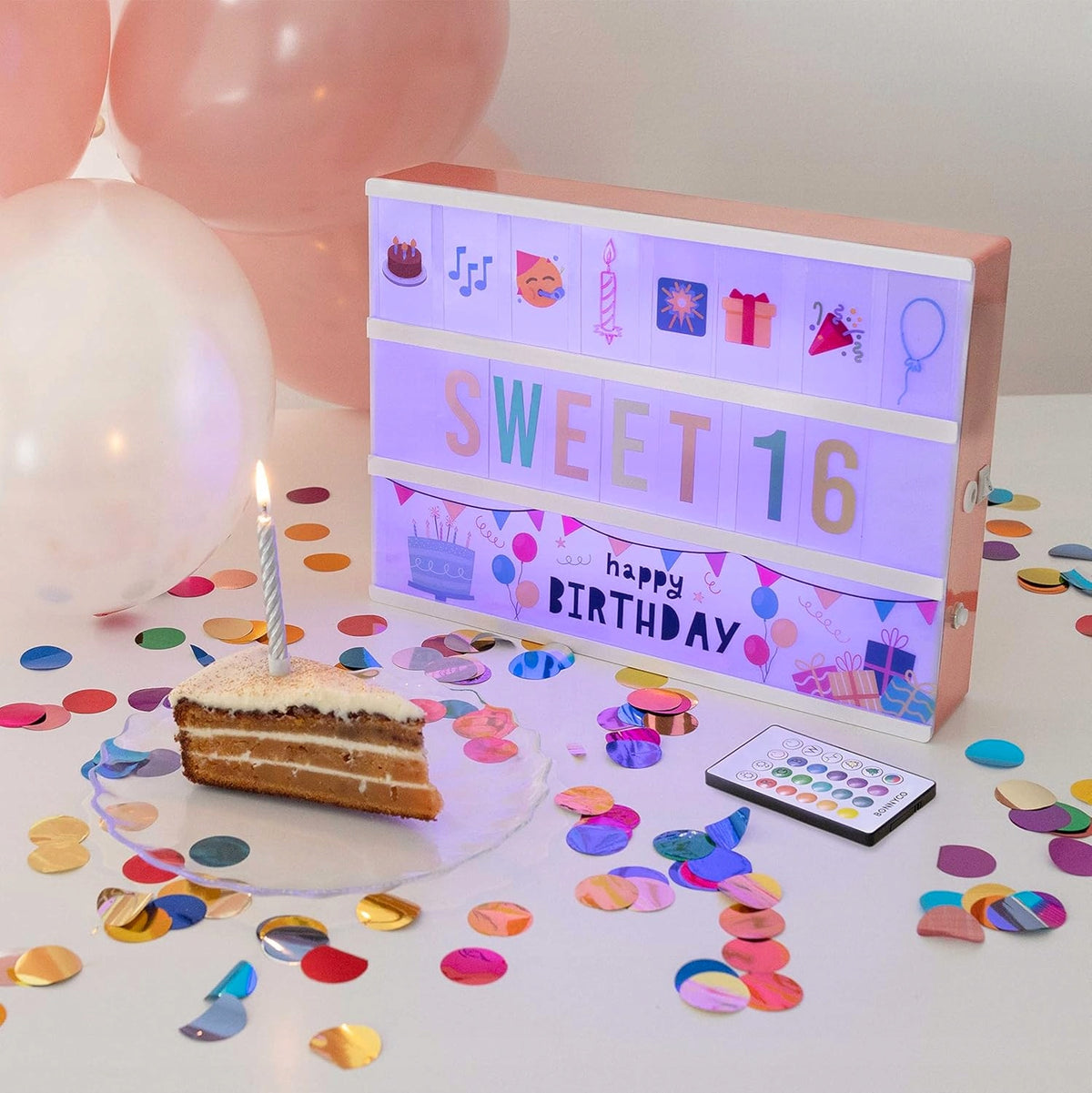 ILLUMINATED BOX WITH LETTERS A4 ROSE GOLD 16 COLORS EMOTICON Model GE0064