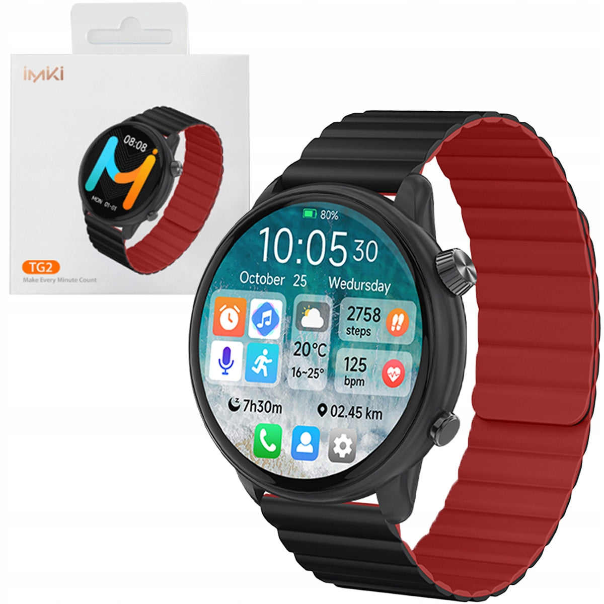 IMIKI TG2 Smartwatch screen AMOLED 1,43" SMART call watch FOR RUNNING Color black