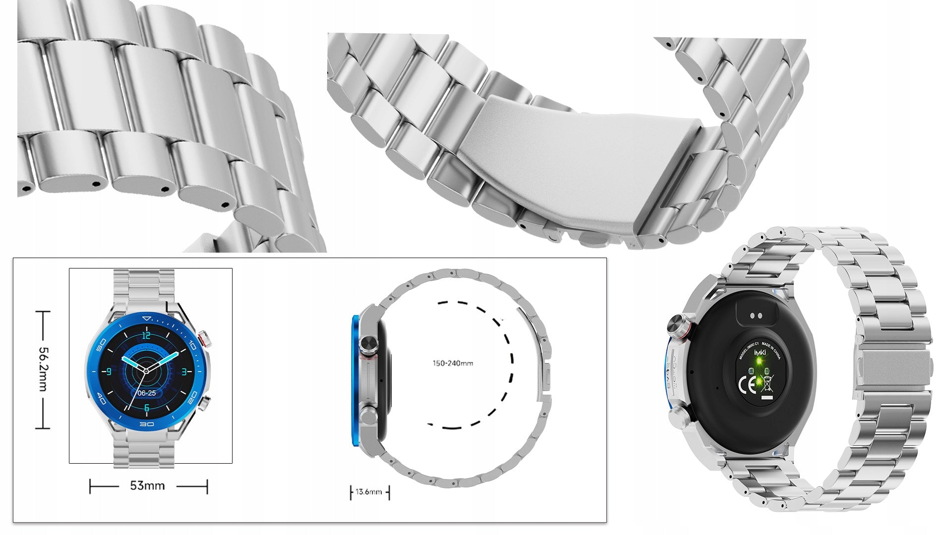 IMIKI Xplorer Oyster SmartWatch Silver Sports Running Watch Color silver