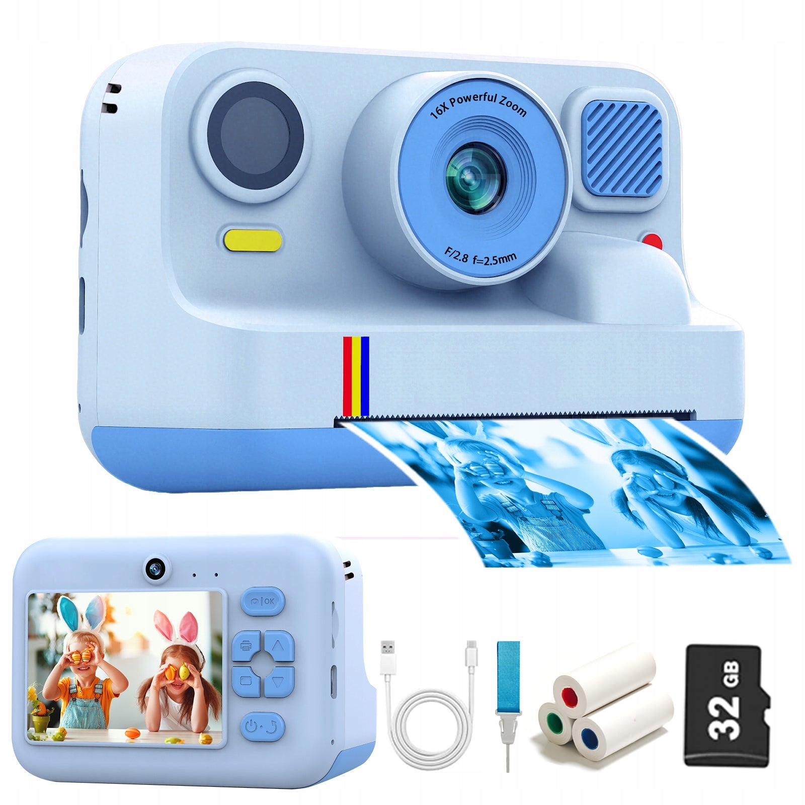 IMMEDIATE CAMERA PRINTER FOR CHILDREN BLUE