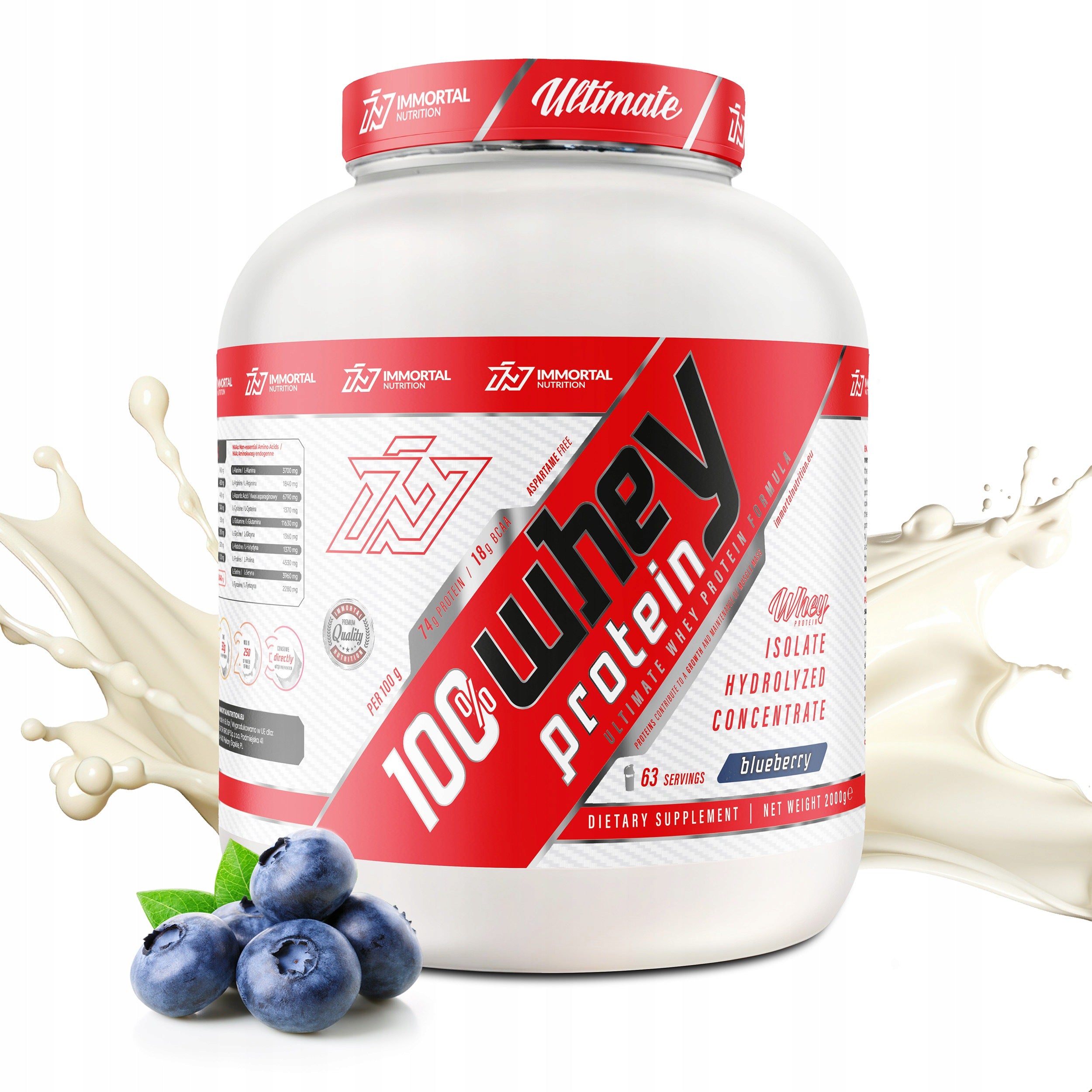 IMMORTAL 100% WHEY PROTEIN INSTANT 2000g PROTEIN WPC WPI WPH 100% WHEY