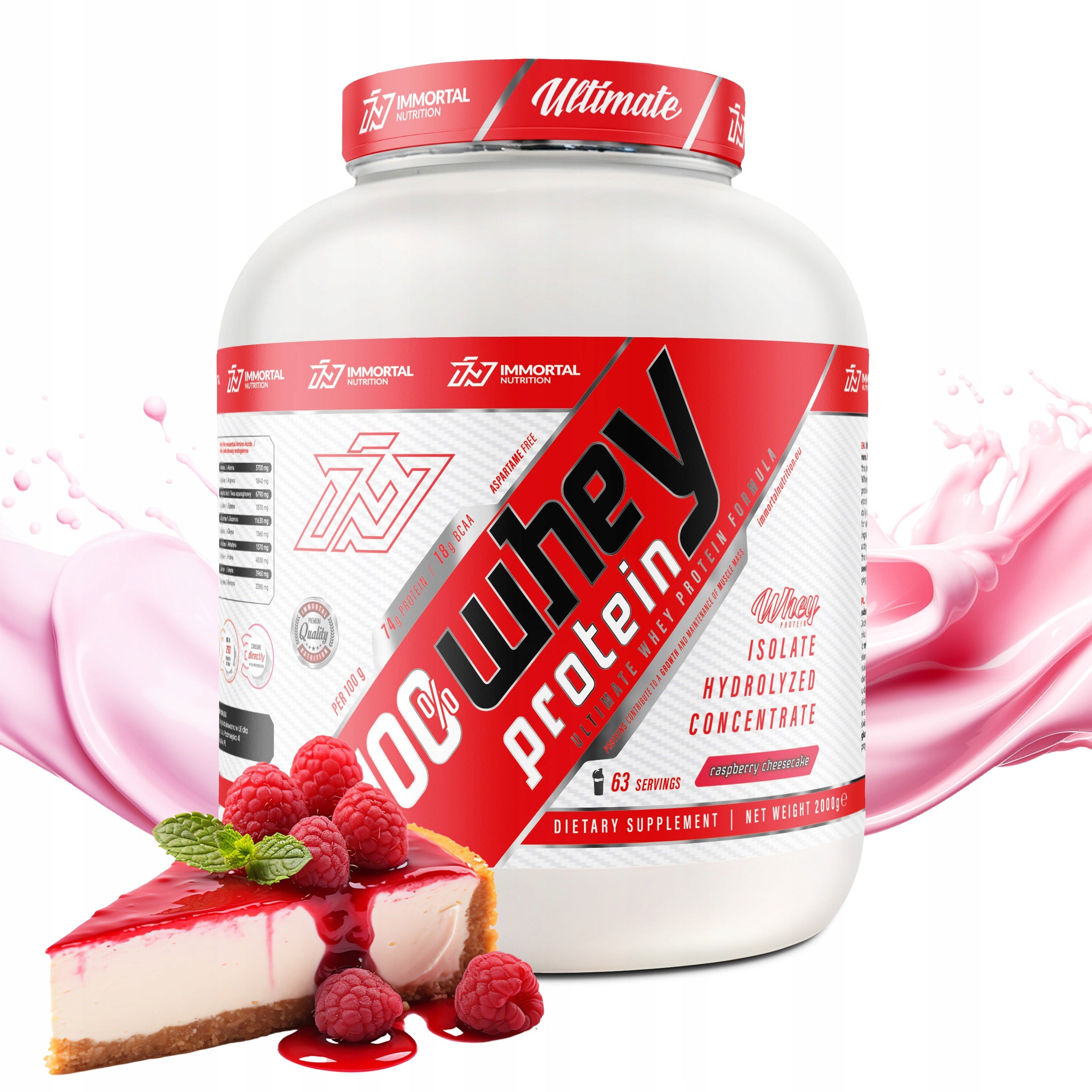 IMMORTAL 100% WHEY PROTEIN INSTANT 2000g PROTEIN WPC WPI WPH 100% WHEY