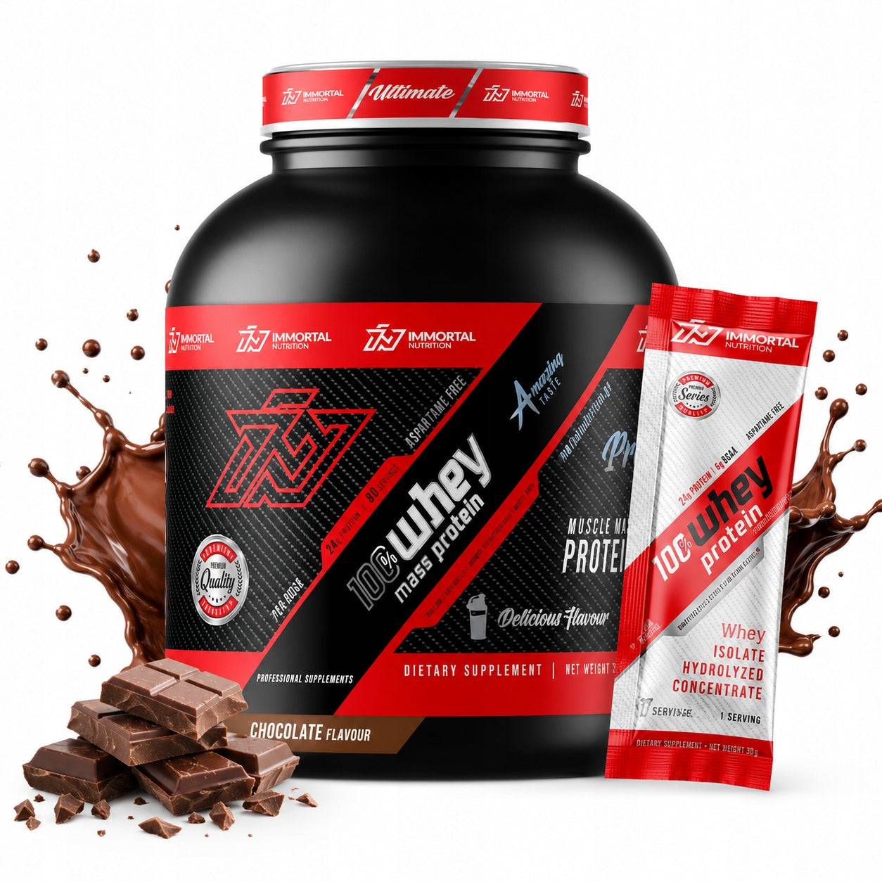 IMMORTAL WHEY MASS PROTEIN 3000G CHOCOLATE GAINER MASS GAJNER POWDER