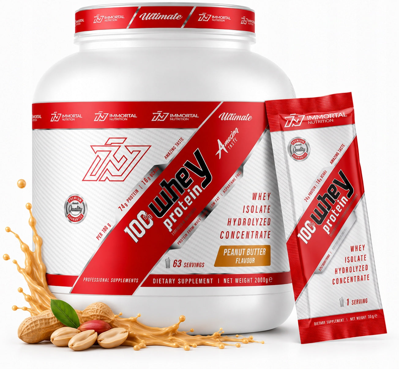 IMMORTAL WHEY PROTEIN 2000G PEANUT BUTTER WHEY PROTEIN WPI