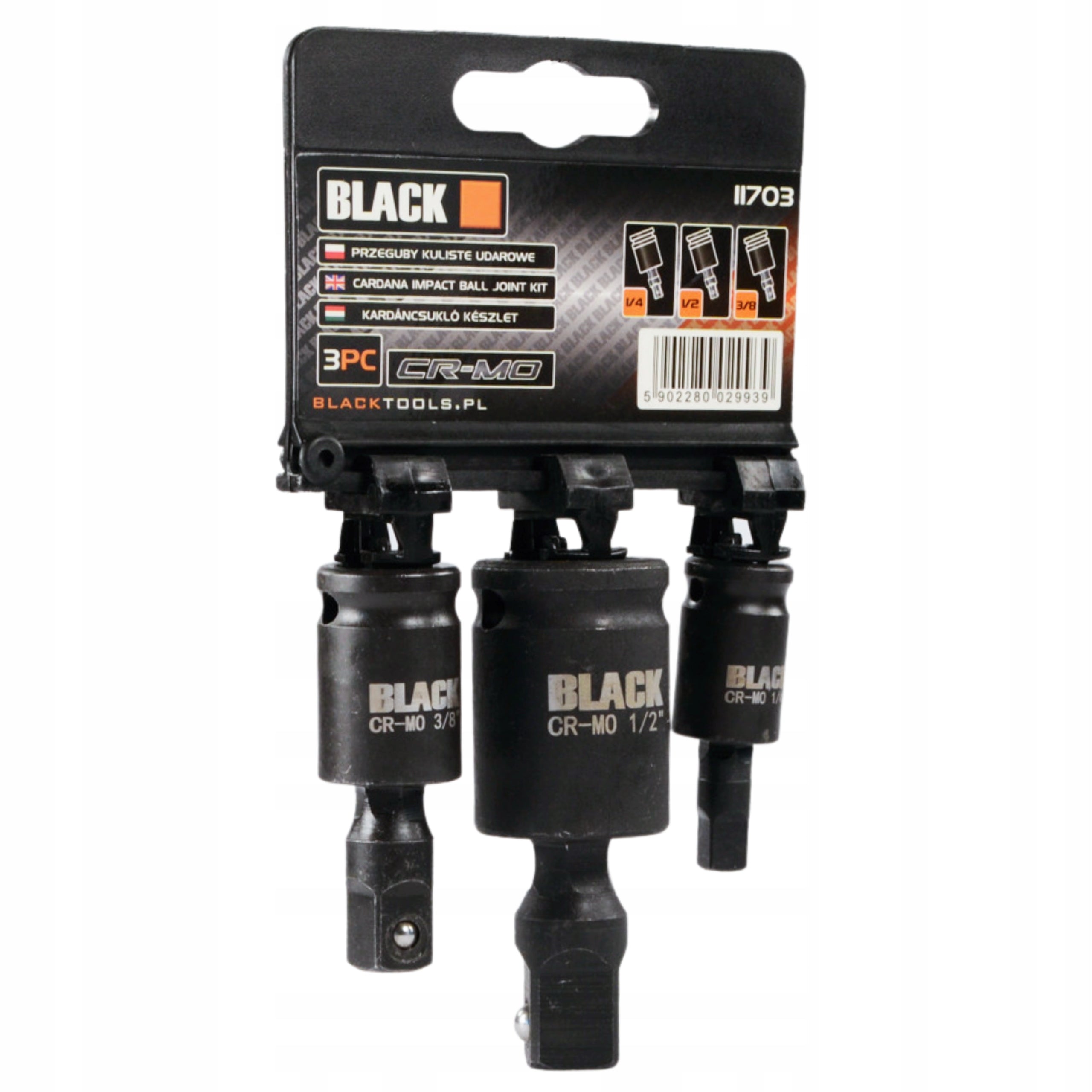 IMPACT BALL JOINT 1/2 1/4 3/8 SET Product weight with unit packaging 0.34 kg