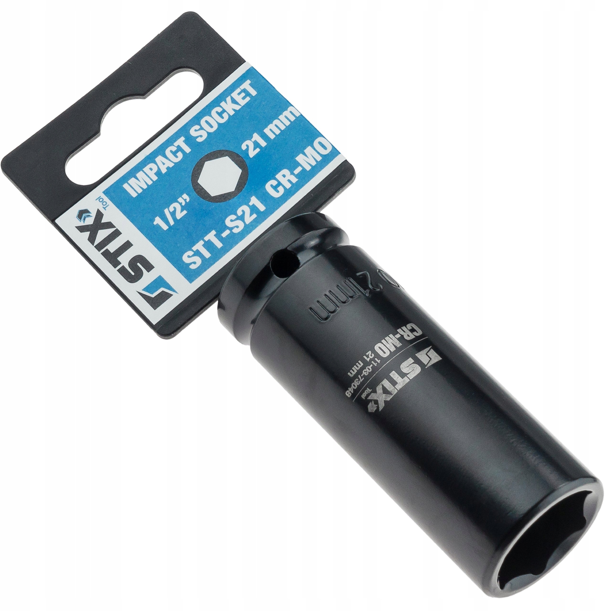 IMPACT CAP LONG FOR PNEUMATIC WRENCHES 1/2 INCH CR-MO 21MM - STIX Brand Stix