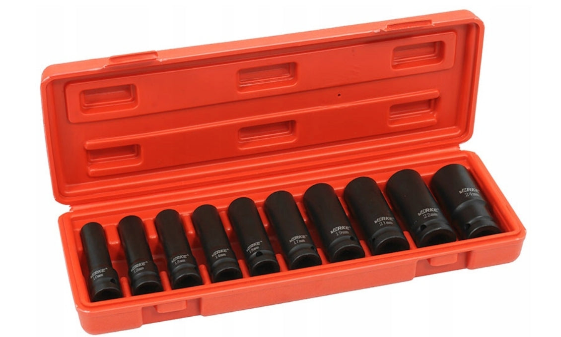 IMPACT CAPS 1/2 LONG SOCKET WRENCH IMPACT SOCKET SET 10-24 Brand Verke