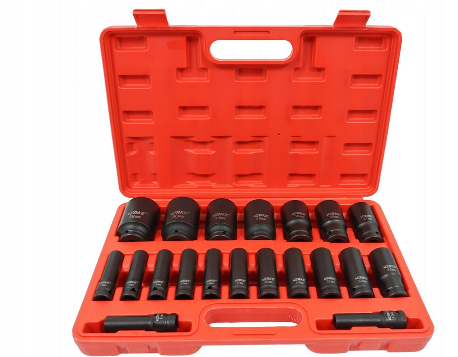 IMPACT CAPS 1/2 LONG SOCKET WRENCH IMPACT SOCKET SET 10-38 Manufacturer code V39468 | NASADKI UDAROWE 1/2 DŁUGIE ZESTAW