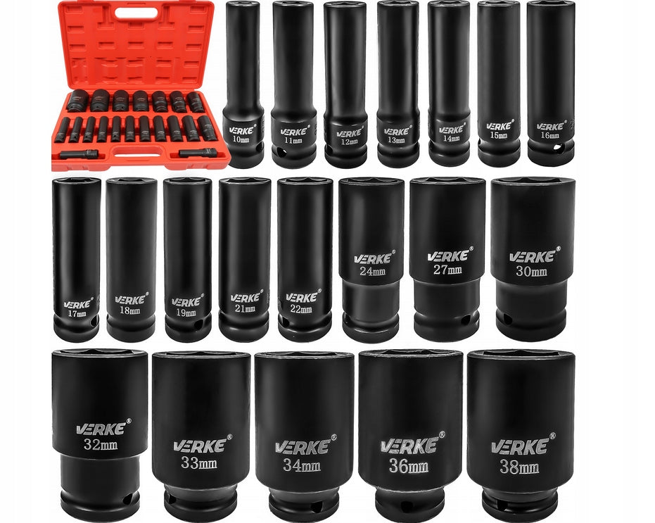 IMPACT CAPS 1/2 LONG SOCKET WRENCH IMPACT SOCKET SET 10-38