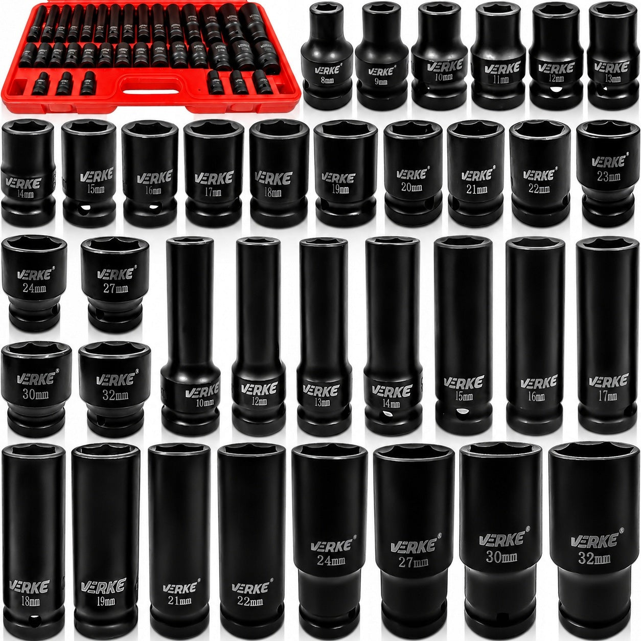 IMPACT CAPS 1/2 SHORT LONG IMPACT SOCKET WRENCH SET 8-32