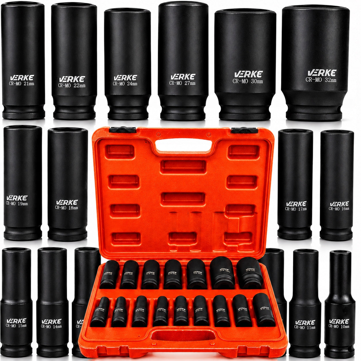 IMPACT CAPS LONG WRENCHES 1/2 SET OF IMPACT SOCKETS LONG 10-32