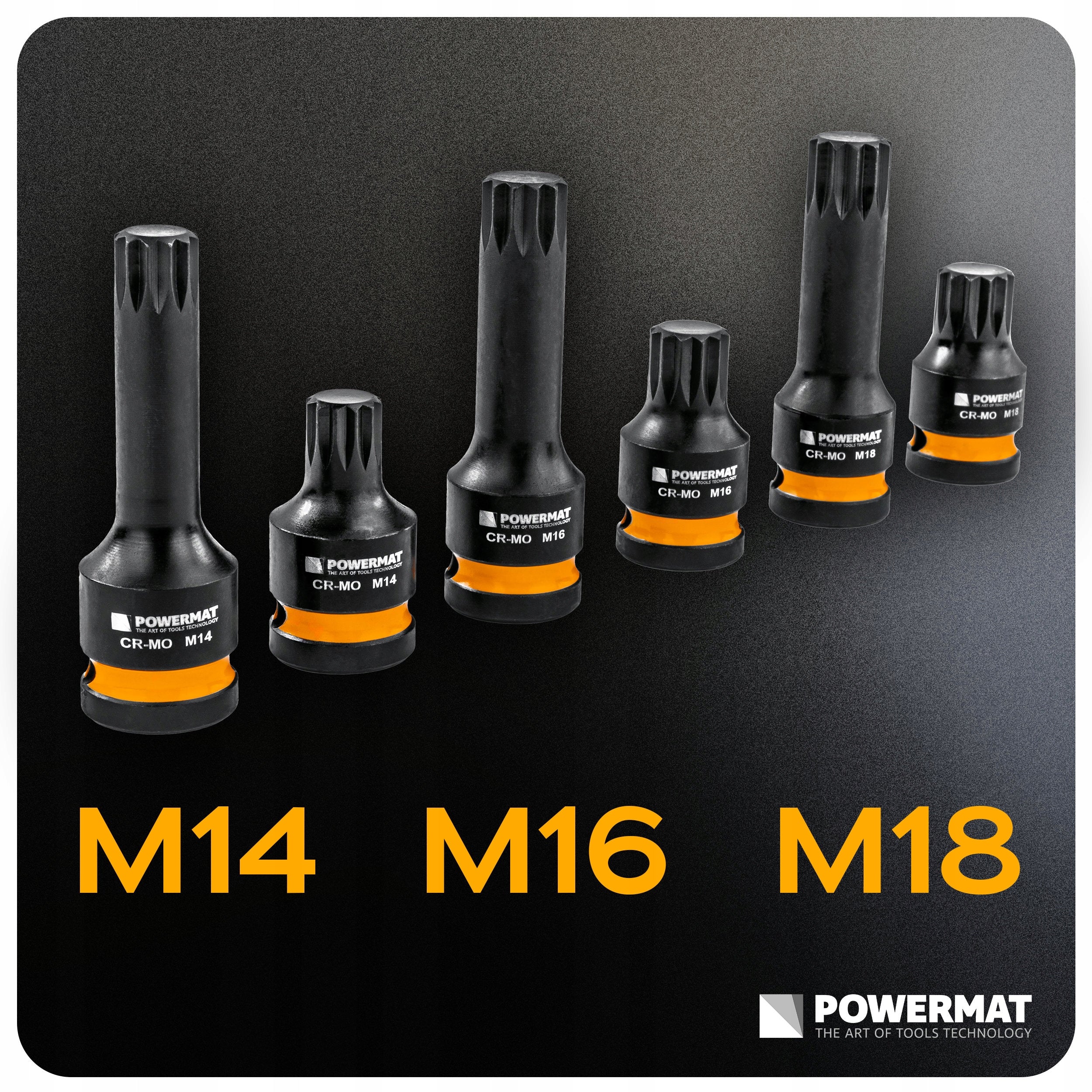 IMPACT CAPS SPLINE 1/2 CRMO 6PCS M14 M16 M18 FOR SCREWS 45MM 78MM SUITCASE Type 4-sided