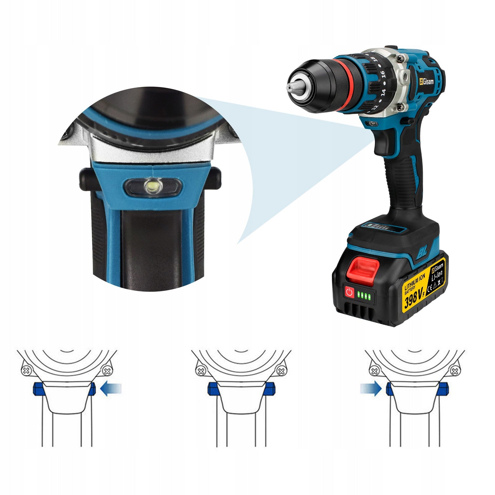 IMPACT DRIVER CORDLESS DRILL 2X 18V 3.0A BRUSHLESS Power supply rechargeable battery