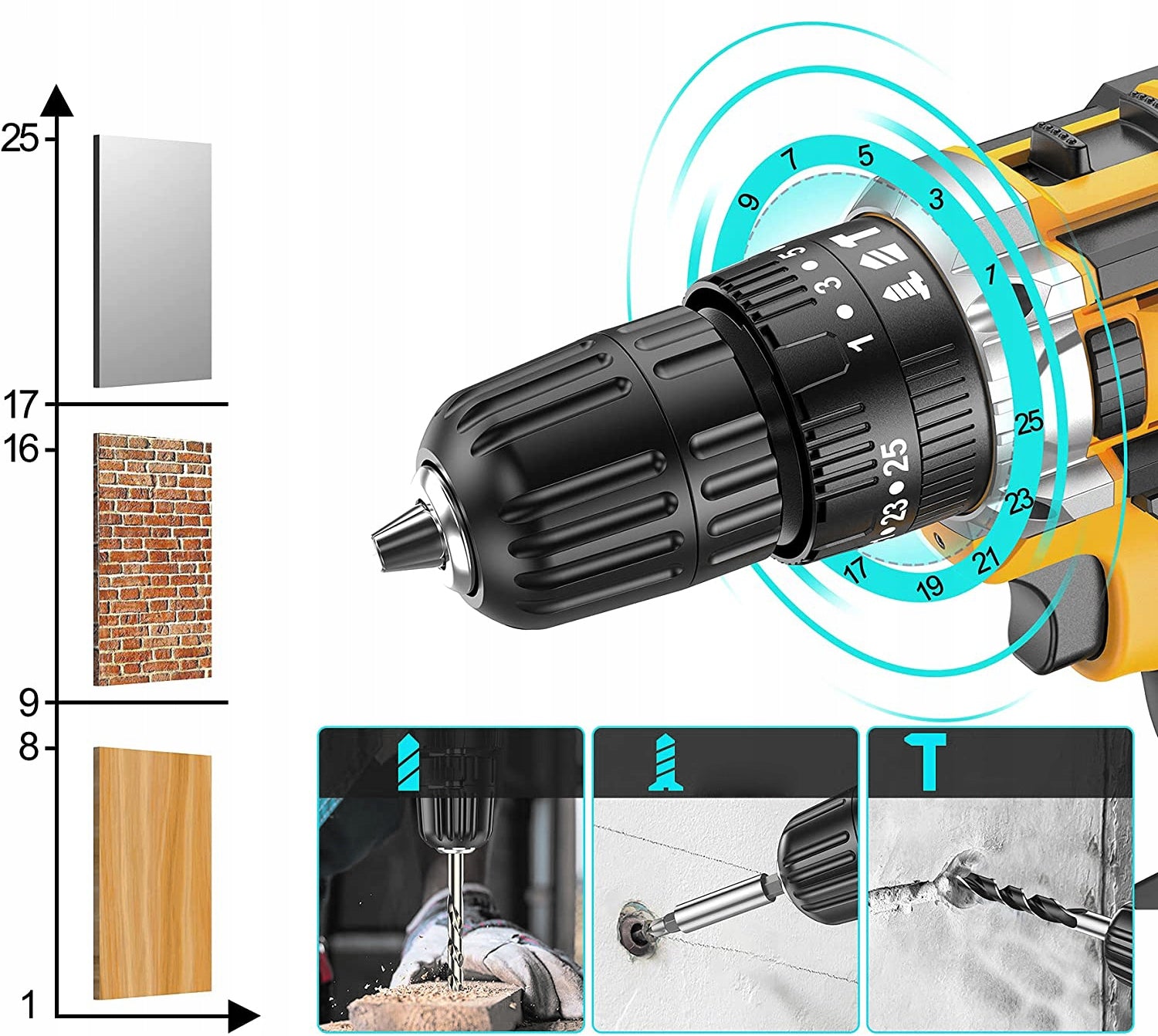 IMPACT Drill Cordless Screwdriver SUITCASE 2xAKU 20V BITS MP0424 LTK Series 0424 led